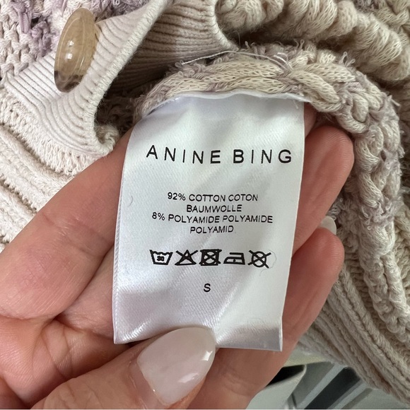 NWT Anine Bing Tommy Cardigan Sweater in Lavender and Cream - Picture 6 of 10